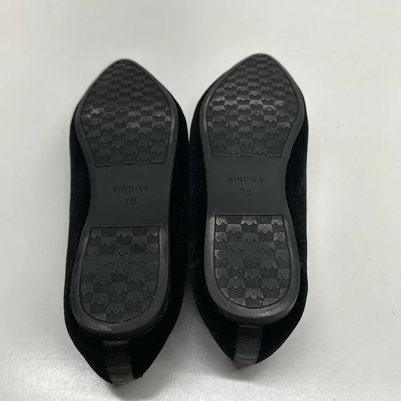 Birdies Goldfinch Velvet Pointed Toe Ballet Flat in Caviar Velvet Black Size 7.5 - Picture 7 of 9
